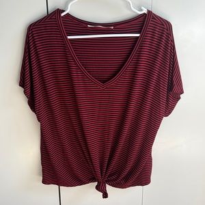 Red and black striped flowy top